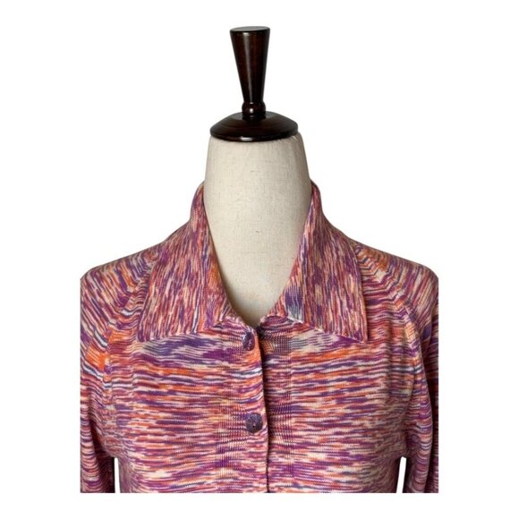 Gimaguas Sweater Women Medium Pink Purple‎ Knit Collared Zion Cardigan Luxury - Picture 5 of 12